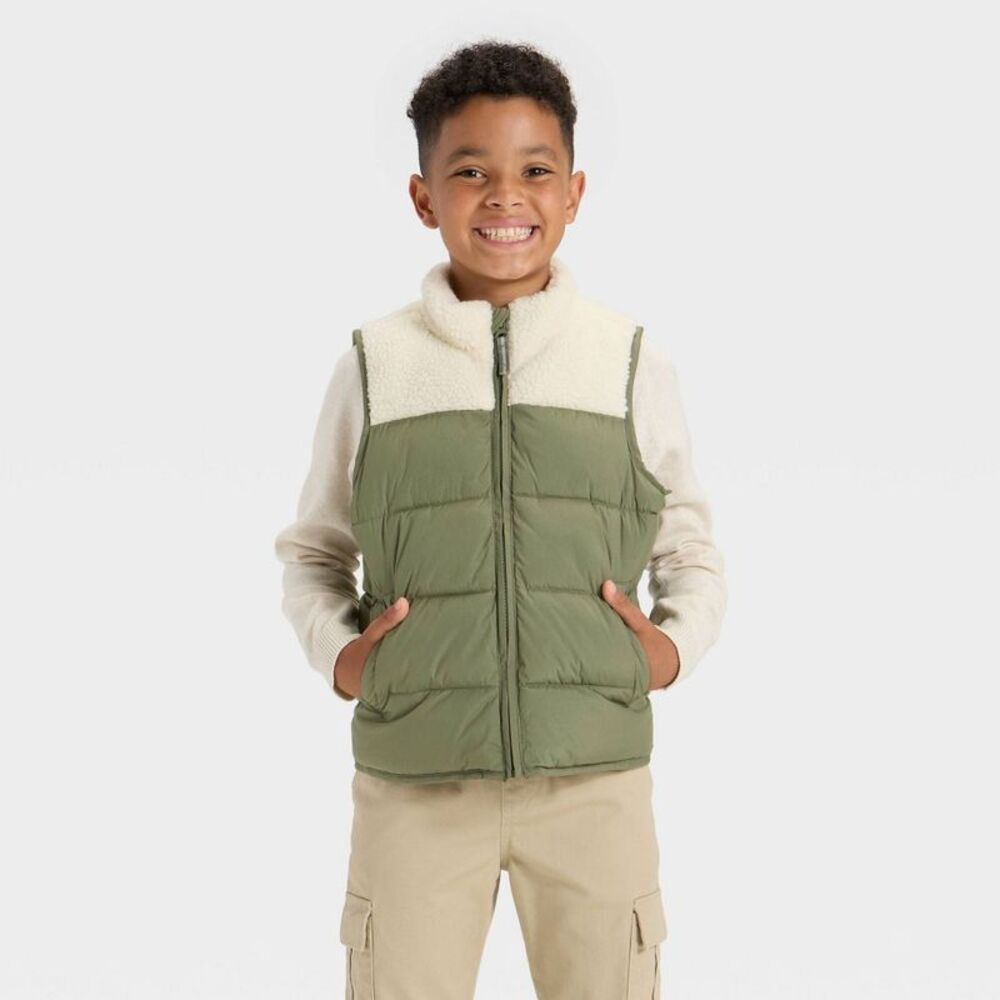 Boys' Puffer Vests - Cat & Jack Green XL